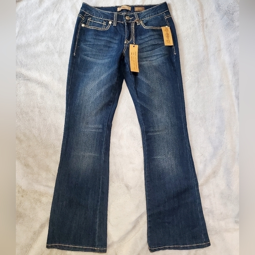 Nine West Vintage America Jeans Size 2 Regular Embellished Flap Pocket NWT